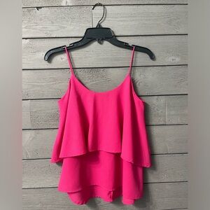 Paper Crane Bright Pink Large Ruffle Sleeveless Top Sz Small